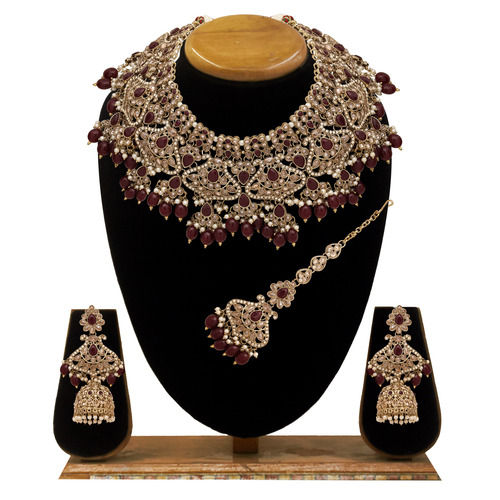 Triangular Elegance Reverse AD Mehandi plated Choker Necklace Set .