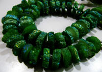 Green Color Solar Quartz Slice 15to20mm Beads Strand 8 inches long