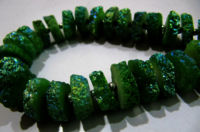 Green Color Solar Quartz Slice 15to20mm Beads Strand 8 inches long