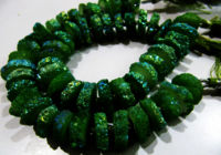 Green Color Solar Quartz Slice 15to20mm Beads Strand 8 inches long