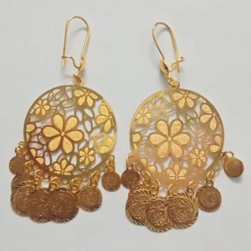 18k Gold Plated Floral Coin Earrings