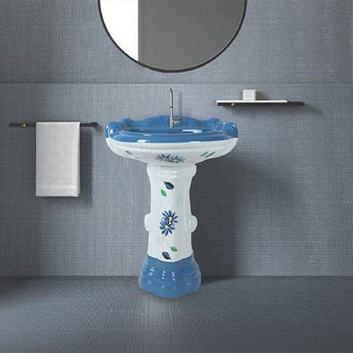 1105 Vitrosa Pedestal Big Sterling Wash Basin Set - Installation Type: Floor Mounted