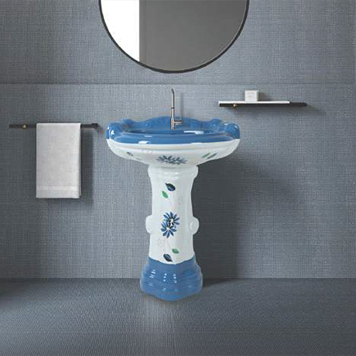 1105 Vitrosa Pedestal Big Sterling Wash Basin Set