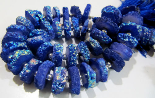 Blue Sapphire Solar Quartz Slice Disc Shape 17to20mm Beads strand 8inch