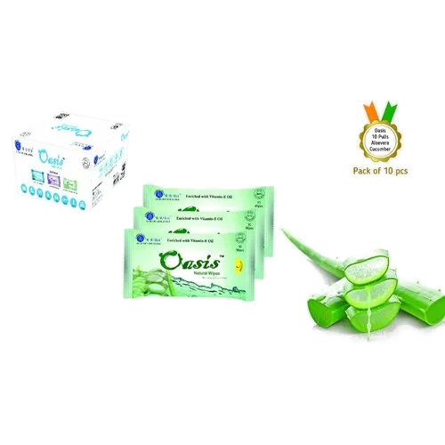 10 Pulls Packs  Oasis Natural WipesWith Aloevera And Cucumber