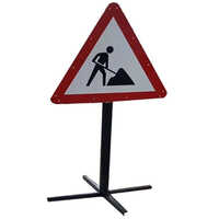 Men At Work Sign Board - Retro-reflective Sheet Material | White Color, Reflective Design For Enhanced Night Visibility On Roads