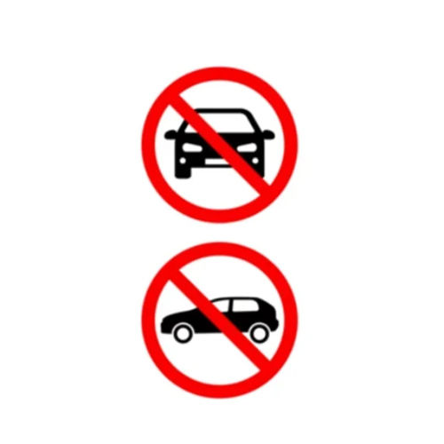 No Automobiles Sign Board - Color: Red