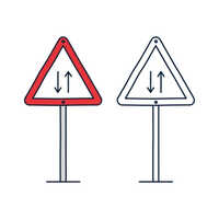 Two Way Sign Board - Stainless Steel, Reflective Red And White | High Visibility For Two-way Traffic, Easy Installation, Warranty Included