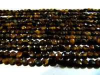 Natural Tiger Eye Faceted Coin Shape 4mm Beads Strand 13 Inch Long