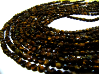 Natural Tiger Eye Faceted Coin Shape 4mm Beads Strand 13 Inch Long