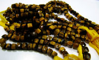 Natural Tiger's Eye 3D Cube Shape Faceted 8 to 9mm Beads Strand 8 inch long