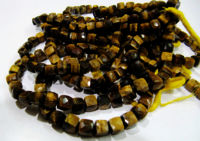 Natural Tiger's Eye 3D Cube Shape Faceted 8 to 9mm Beads Strand 8 inch long