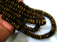 Natural Tiger Eye German cut Rondelle Faceted 9 to 13mm Beads Strands 8 inch long