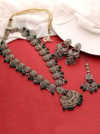 Floral Chandbali Elegance Reverse AD Long Necklace set