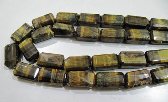 3 Loose Natural Tigers Eye 15x25mm Laser Cut Nugget Shape Beads