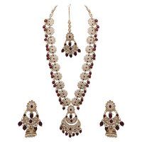 Floral Chandbali Elegance Reverse AD Long Necklace set.