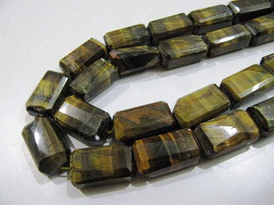 3 Loose Natural Tigers Eye 15x25mm Laser Cut Nugget Shape Beads