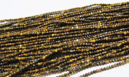 Natural Tiger Eye Rondelle Faceted 2mm Beads Strand 13 Inches long