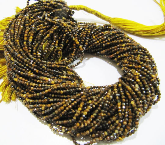 Natural Tiger Eye Rondelle Faceted 2mm Beads Strand 13 Inches long