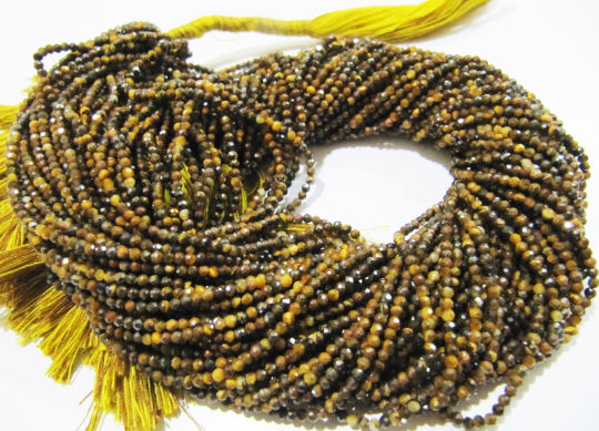 Natural Tiger Eye Rondelle Faceted 2mm Beads Strand 13 Inches long