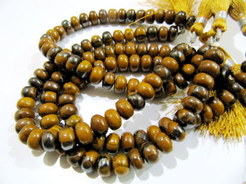 Natural Tiger Eye Plain Rondelle 8-9mm Beads Strand 8 Iches long