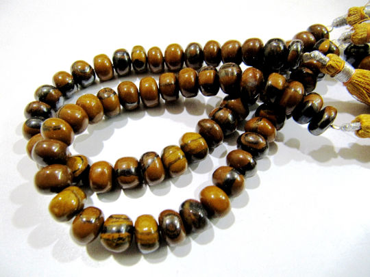 Natural Tiger Eye Plain Rondelle 8-9mm Beads Strand 8 Iches long