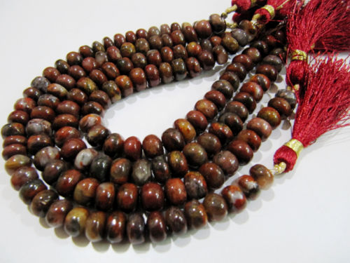 Natural Blood Agate Plain Rondelle 8-9mm Beads Strand 8 inch long