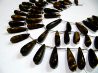 Natural Tiger Eye Long Tear Drop Plain 1 inch Long Beads Strand 8 inch