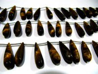 Natural Tiger Eye Long Tear Drop Plain 1 inch Long Beads Strand 8 inch