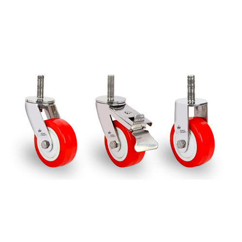 Medium Duty Stud Type Ss Fabricated Caster On Pu Wheels - Color: Silver