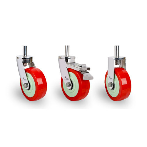 Heavy Duty Pin Type Ss Fabricated Caster On Pu Wheels - Color: Silver