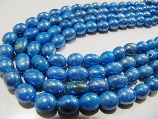 Mystic Coated Blue Topaz Dyed Quartz Oval Plain 8 to 10mm Beads Strand 8''long