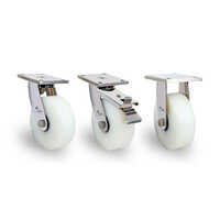 Heavy Duty Plate Type Ss Fabricated Caster On Uhmw Wheels - Color: Silver