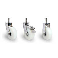 Heavy Duty Stud Type Ss Fabricated Caster On Uhmw Wheels - Color: Silver