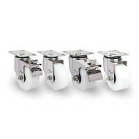 Ss Die Pressed Caster On White Polypropelene Wheels - Color: Silver