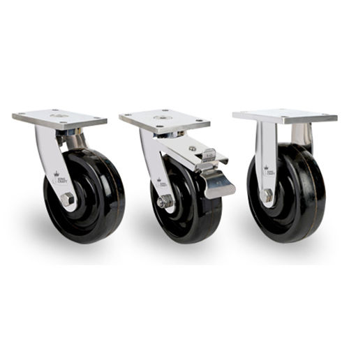 Plate Type Ss Fabricated Caster On Phenolic Wheels - Color: Silver