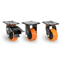 Medium Duty Plate Type Powder Coated Caster - Steel, 115 X 100 Mm, Black/orange Color, Industrial Use | Powder-coated Finish, Medium Load Capacity