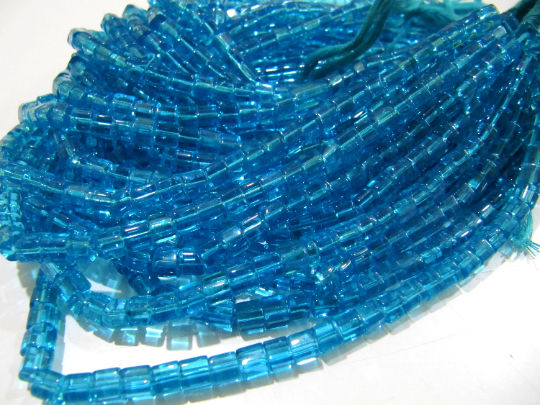 Blue Topaz Cube Shape 5mm Beads Sold Per strand 10 inches long