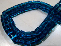 Blue Topaz Cube Shape 5mm Beads Sold Per strand 10 inches long