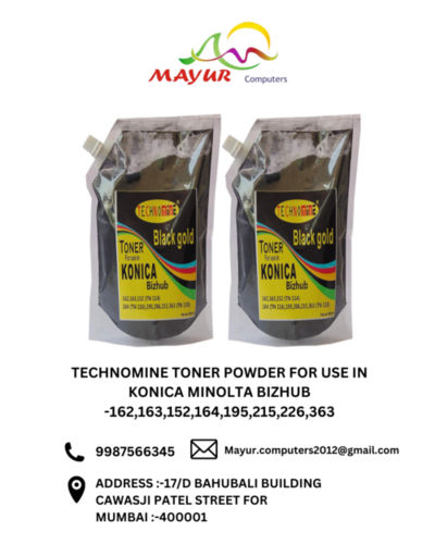 Technomine Toner Powder for Use in Konica Minolta Bizhub -162,163,152,164,195,215,226,363