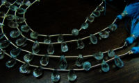 Natural Blue Topaz Drop Shape Faceted 5x6mm To 6x9mm Beads Strand 8 Inch long