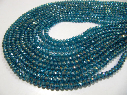 Blue Topaz Coated Hydro Quartz 4mm Beads Rondelle Faceted Per Strand 150 beads