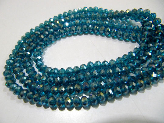 Blue Topaz Coated Hydro Quartz 4mm Beads Rondelle Faceted Per Strand 150 beads