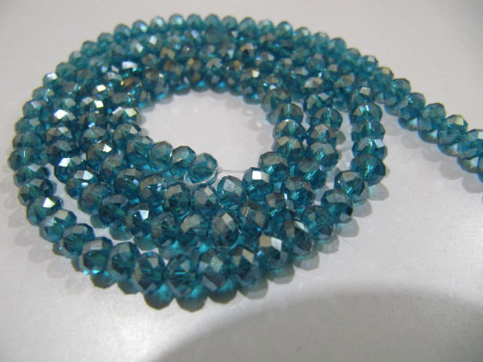 Blue Topaz Coated Hydro Quartz 4mm Beads Rondelle Faceted Per Strand 150 beads