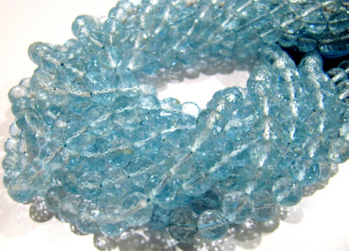 Natural Blue Topaz Faceted Round 5-6mm Beads Strand 5 inch long