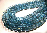 Natural Blue Topaz Faceted Round 5-6mm Beads Strand 5 inch long