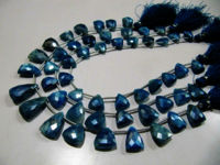 Natural Blue Topaz Moonstone Beads Trillion Shape Faceted 16-18mm Strand 10''