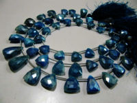 Natural Blue Topaz Moonstone Beads Trillion Shape Faceted 16-18mm Strand 10''