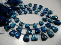 Natural Blue Topaz Moonstone Beads Trillion Shape Faceted 16-18mm Strand 10''