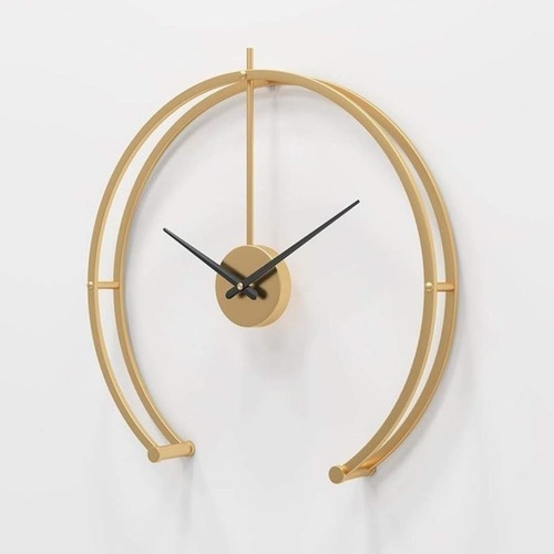 Iron Half Round Large Wall Clock For Home Wall And Office Wall And Restaurant Wall Elegant Look Premium Quality Gold Finish